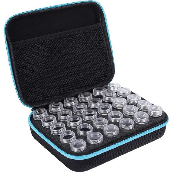 Joyzan Diamond Painting Storage Containers, 30 Slots Portable Bead Art Kit Box Shockproof Accessories Tools Craft Case Organizer Jewelry DIY 5D Seeds