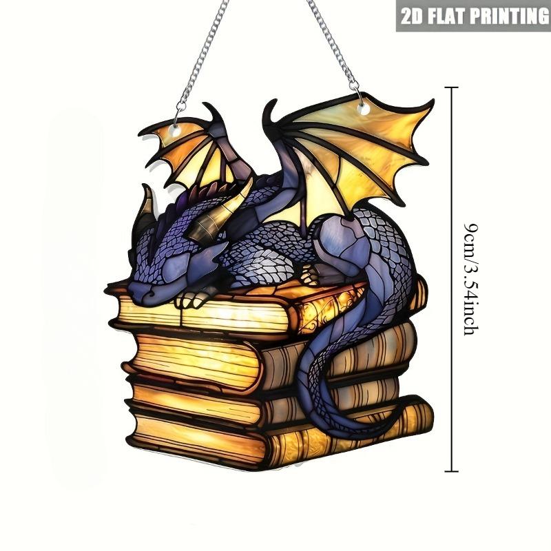 

2D Flat, Charming Acrylic Dragon Book Statue - Dreamy Wall Art for Home & Garden Decor, Perfect for Halloween and Christmas