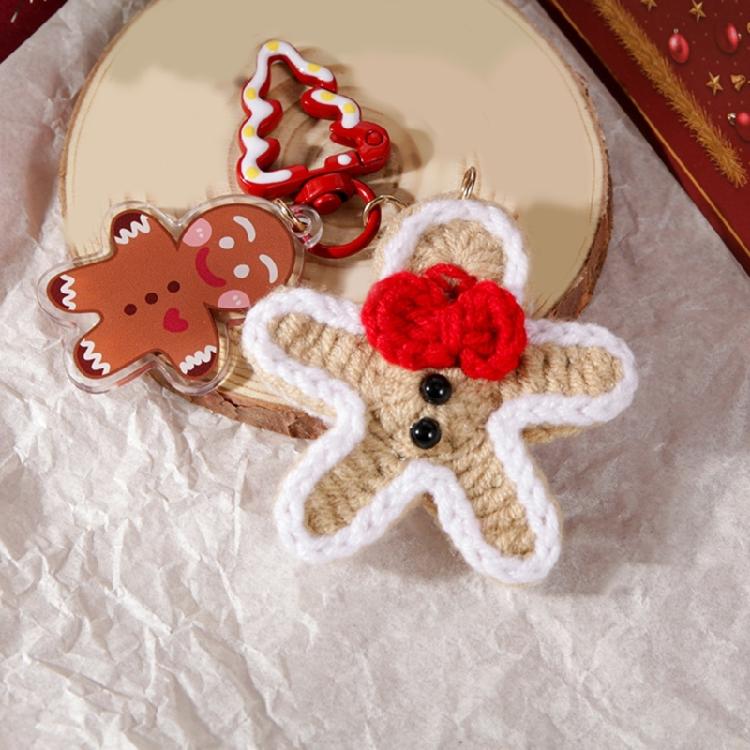 Artisanal Santa Key Chain Adornment Charming Keychain Hand Knitted Christmas Key Accessory Quality Alloy Detailing
