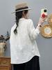 Women's Floral Embroidery Button-Up Long-Sleeve Jacquard Top for Spring and Fall
