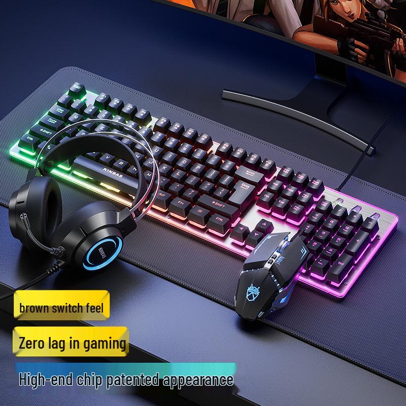 Mechanical Wired/Wireless Gaming Keyboard, Mouse, & Headset Set