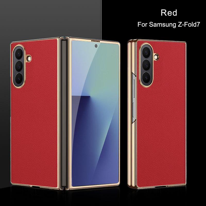 For Samsung Galaxy Z Fold 7 Case Luxury PU Leather Skin Plating Protective Back Cover Case For Samsung Z Fold7 Phone Shell