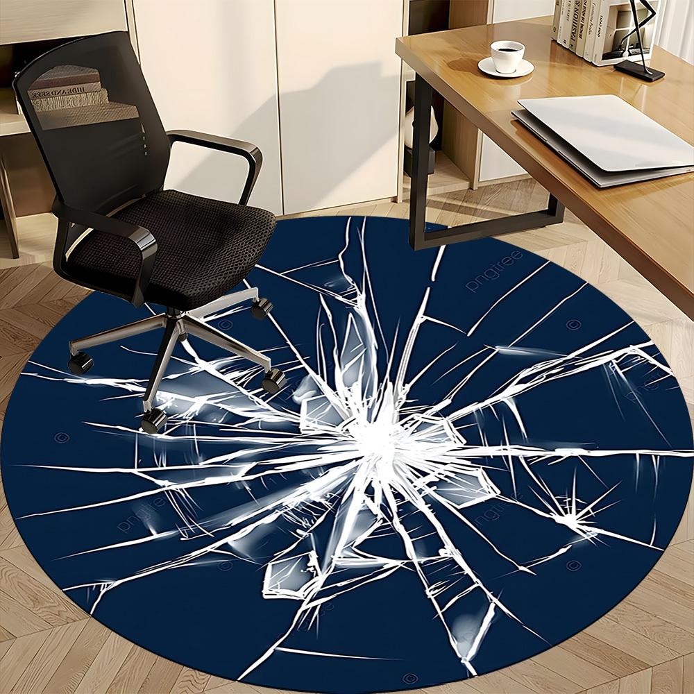 1pc Shattered Glass Office Round Rug, Carpet for Office, Gaming, Lightweight Round Floor Mat yy260205076