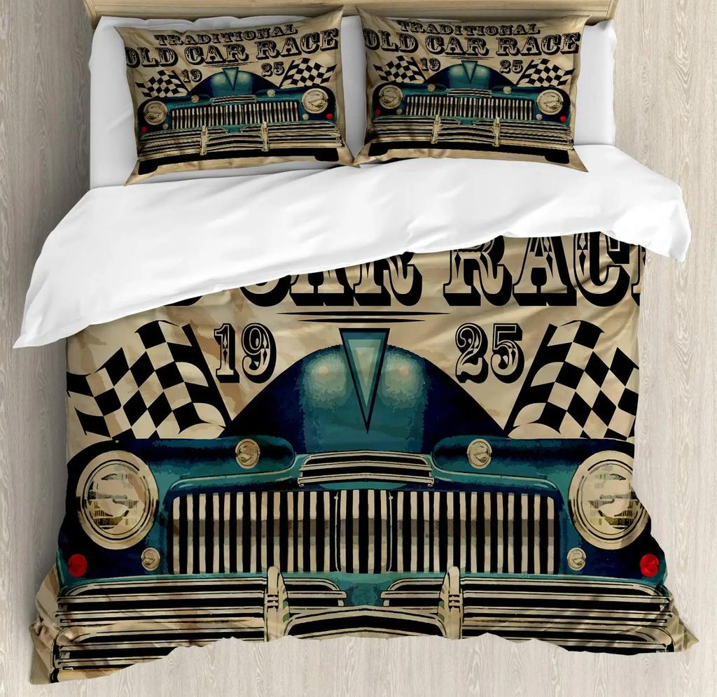 Cars Duvet Cover Set Cartoon Monster Truck Cool Vehicle Duvet Cover Set Bedclothes Double Queen King Size Polyester Qulit Cover