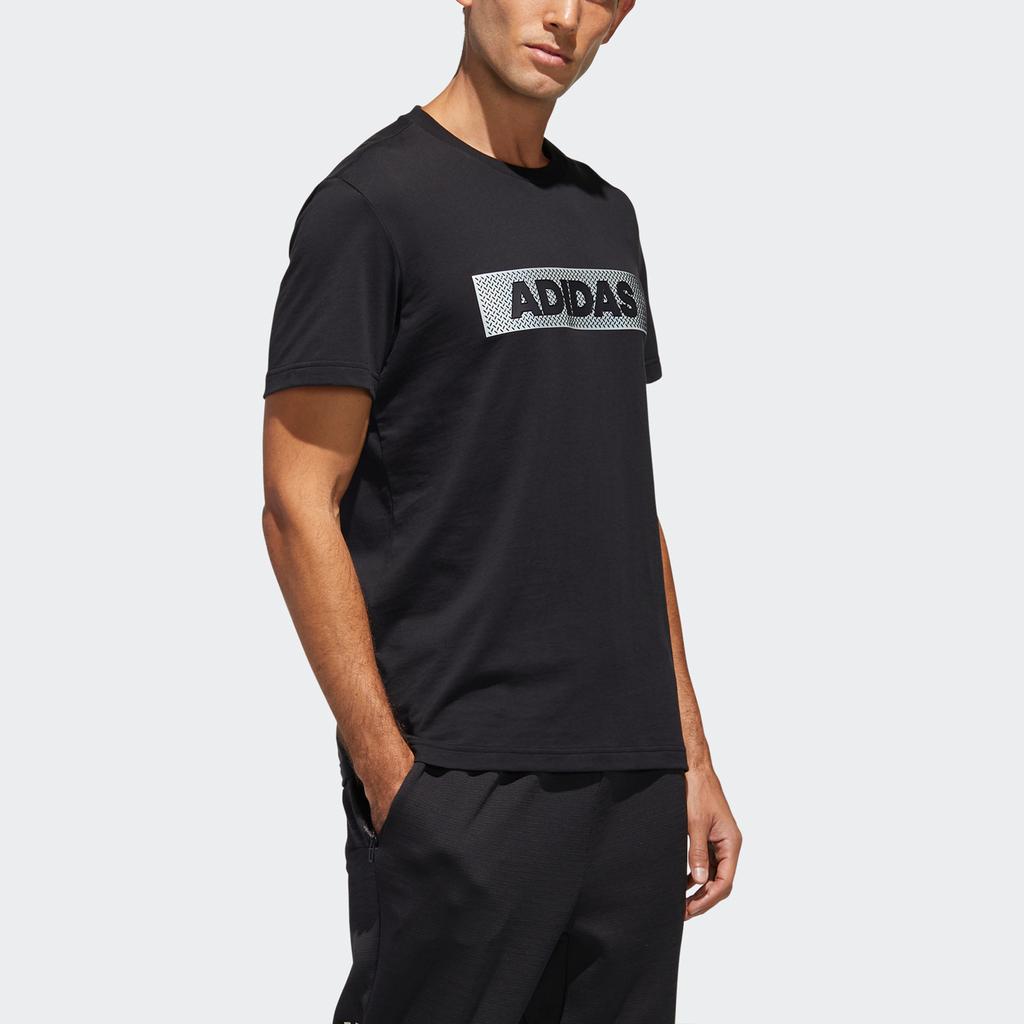 Adidas Graphic Box Logo Round Neck Sports Tee Men Tops Black GJ5112