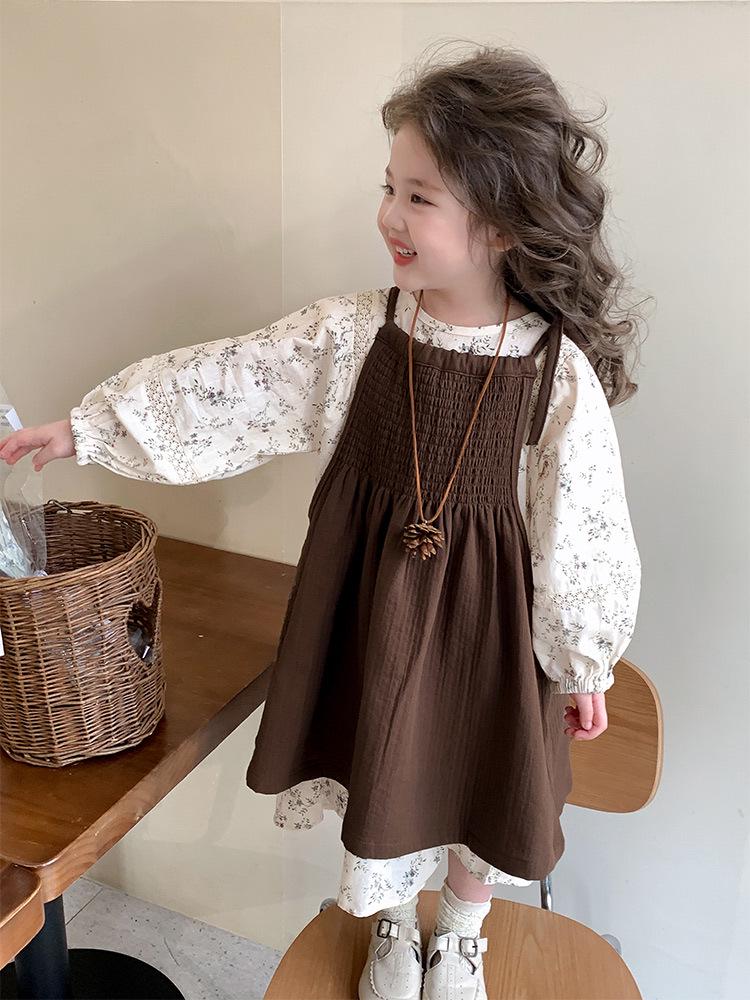 Frühling & Herbst 2025 Mädchen Blumen-Prinzessinnenkleid-Set