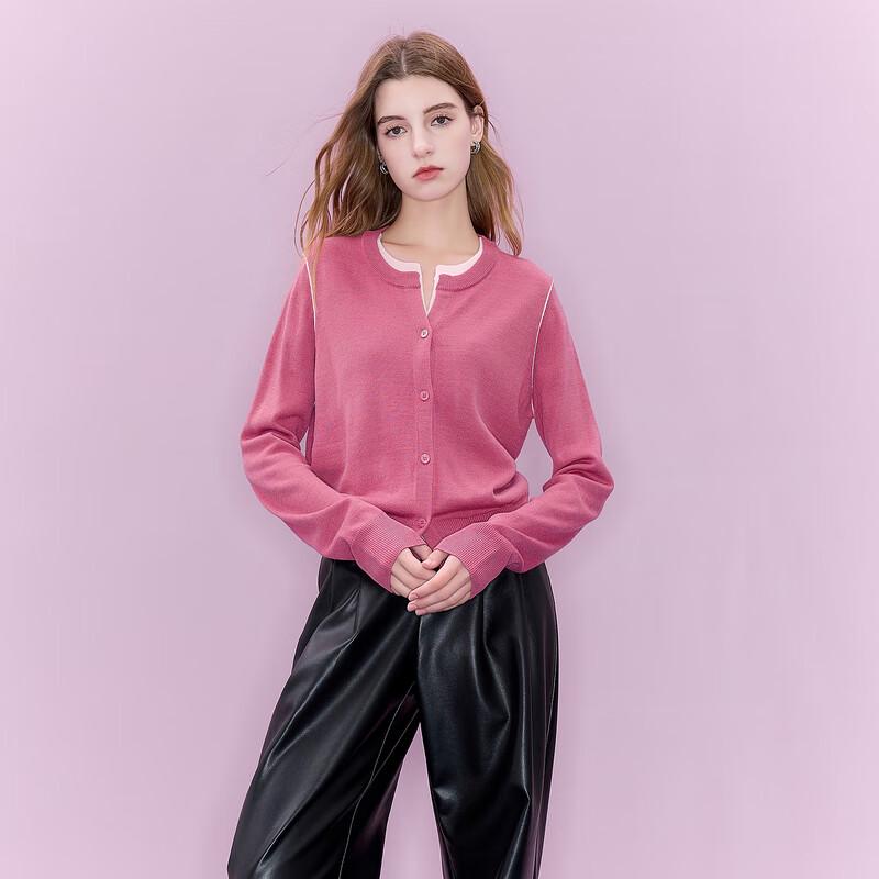 Sancai Women's Faux Two-Piece Knit Cardigan