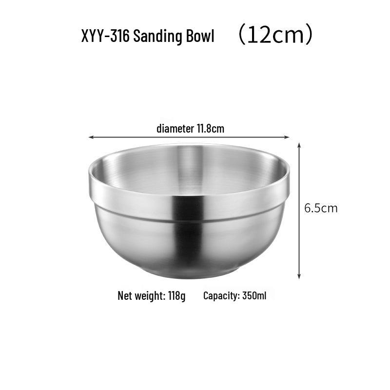 Hongjunda 316 Stainless Steel Double-Layer Anti-Scald Noodle and Soup Bowl