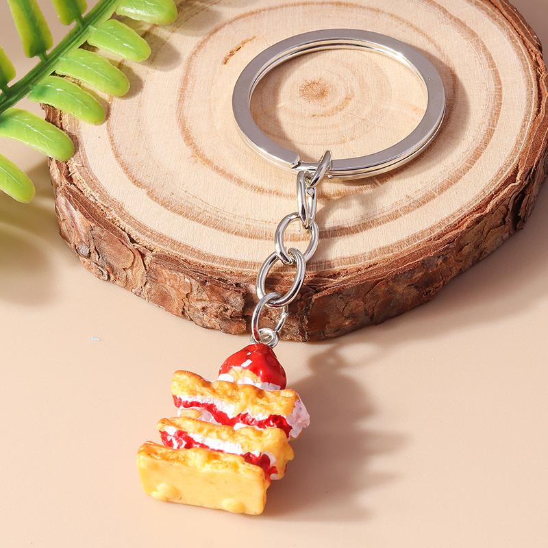 Cute Cartoon 3D Food Keychains Hamburg Donut Cookies Cake Key Ring for Men Women Handbag Pendant DIY Jewelry Gifts