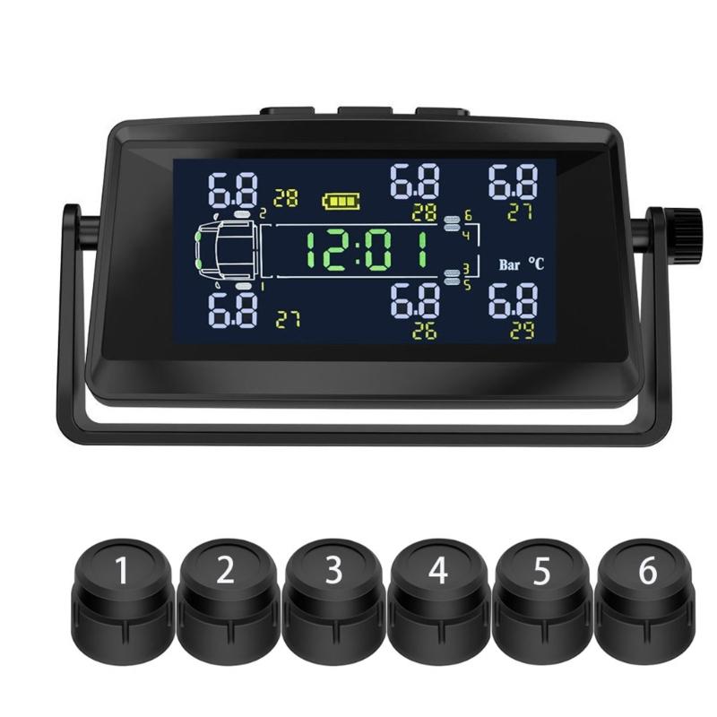

6 Sensor Tire Pressure Monitoring System with 8 Bar Greatest Pressure Solar USB Charging Wireless TPMS Device for Vehicle 1