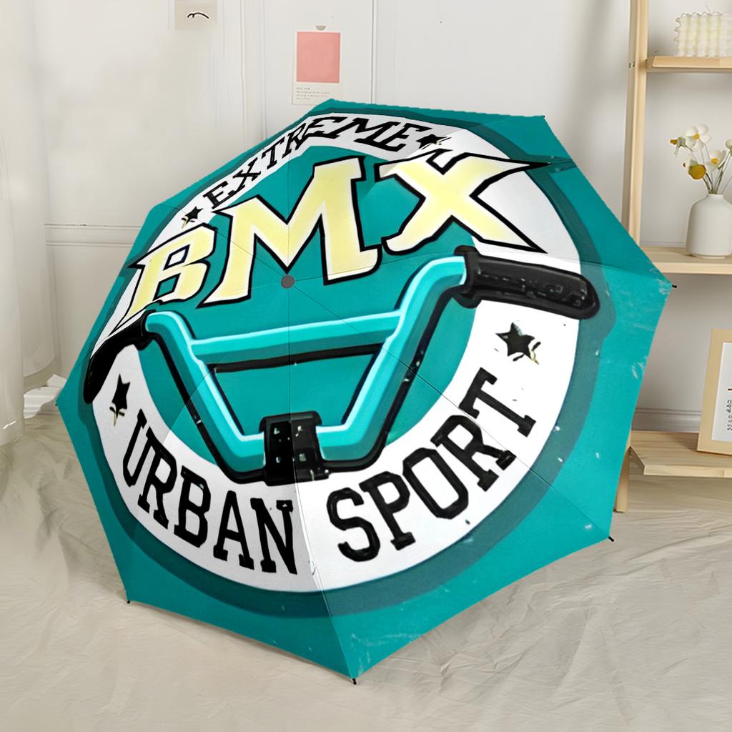 Bmx Bike Adventure Portable Automatic Umbrella with 8-Rib Foldable Design Durable Everyday Carry Umbrella Elegant Umbrella Spiritual Gift