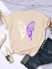 White And Purple Butterflies Personality Funny Print T-Shirt Women Summer Breathable Short Sleeve Soft Comfortable T Shirt Tees
