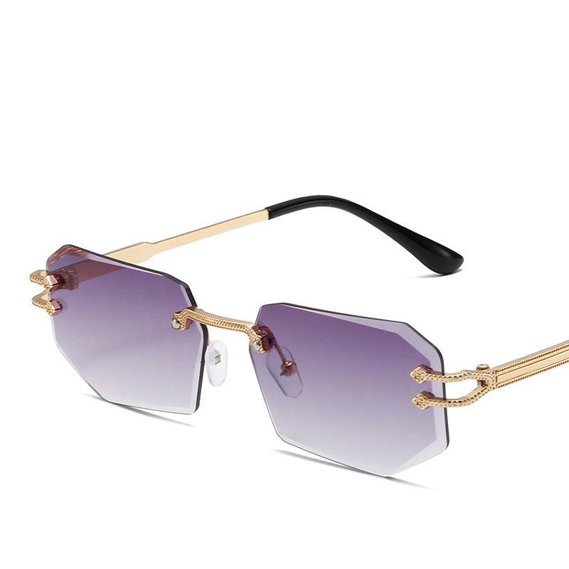 Irregular Rimless Square Vintage Popular Sunglasses Women For Men Luxury Brand Designer Sun Glasses Punk Metal Shades Uv400