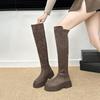 Autumn and Winter Retro Two-wear Boots Women's Heightened Suede Over the Knee Knight Boots Thick-soled Velvet Thermal Boots