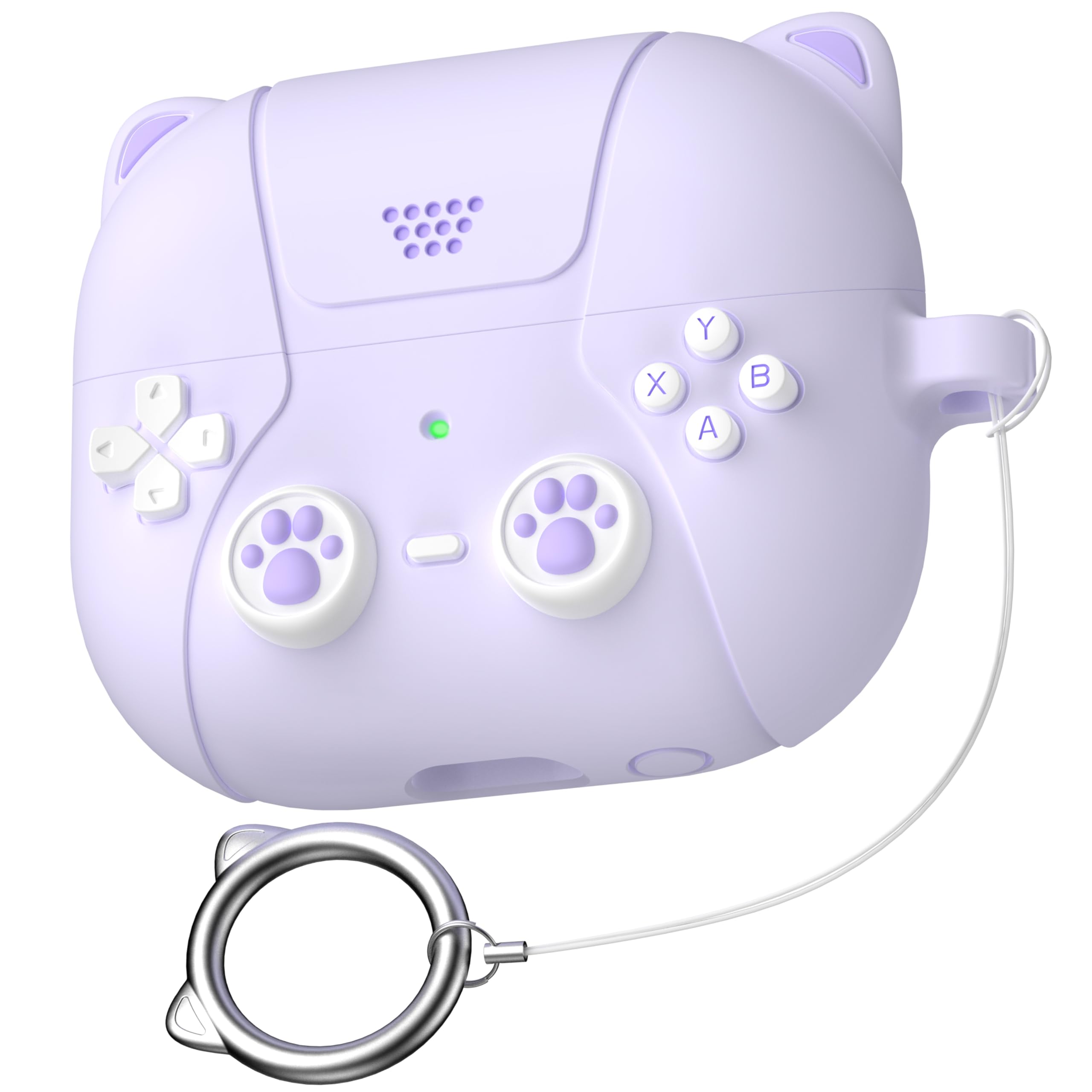 

R-fun New Samsung Galaxy Buds 33 Pro Silicone Case, Compatible with Samsung Galaxy Buds 3 Headphones, Game Console Design with Cat Ears, Lavender