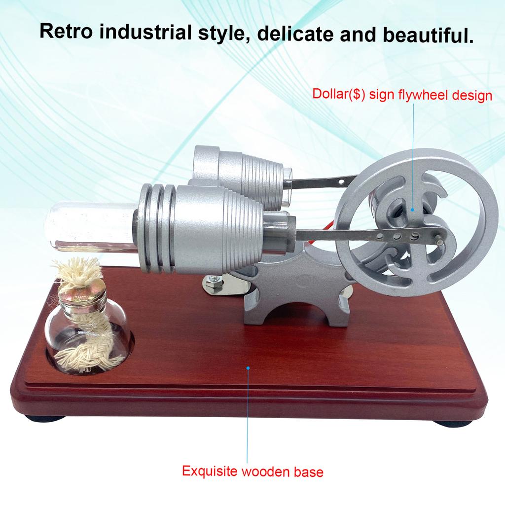 Hot Stirling Engine Motor Model Dollar Flywheel Design Educational Toy Electricity Generator with Colorful LED Light String for Tcher S