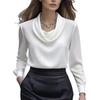 Women Shirt Swing Collar Long Sleeve Design Loose Fit Shirt Solid Color Versatile Office Lady Shirt Workwear