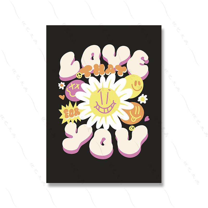 Groovy 60. léta Láska Moderní móda Umělecký plakát Tisk Hippie Soul Citát Kreslený Účesy Dívka Pokoj Obraz na plátně Domácí dekorace