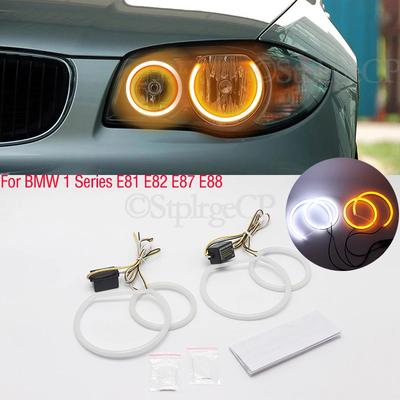 SMD Cotton Light LED Angel Eyes White and Yellow DRL Kit For BMW 1 Series E81 E82 E87 E88 Halogen Headlight Car Accessories
