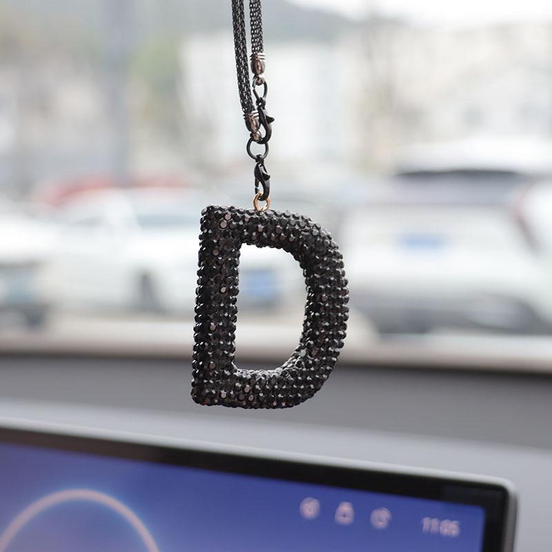 Rhinestone Ceramic Cross Pendant for Car Mirror Decor