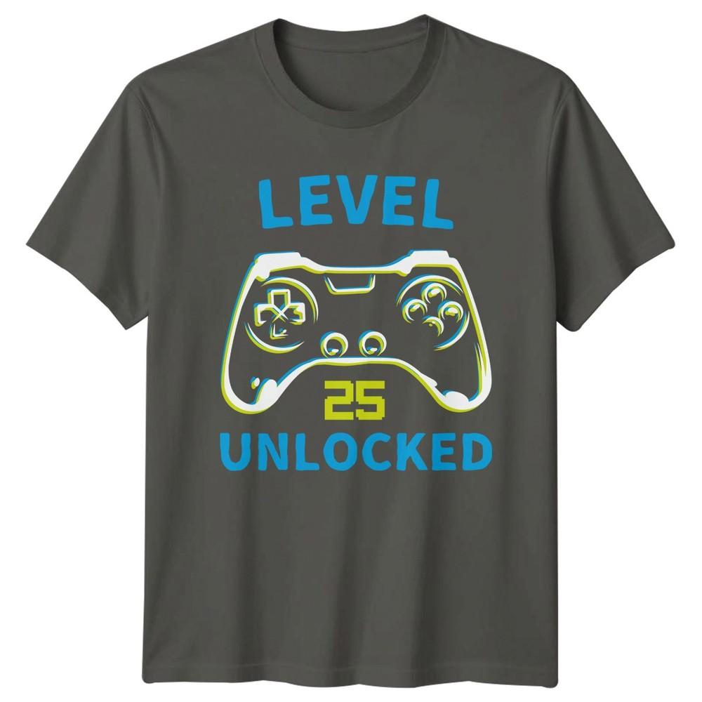 Level 25 Unlocked TShirt Birthday Gaming 25th Birthday S