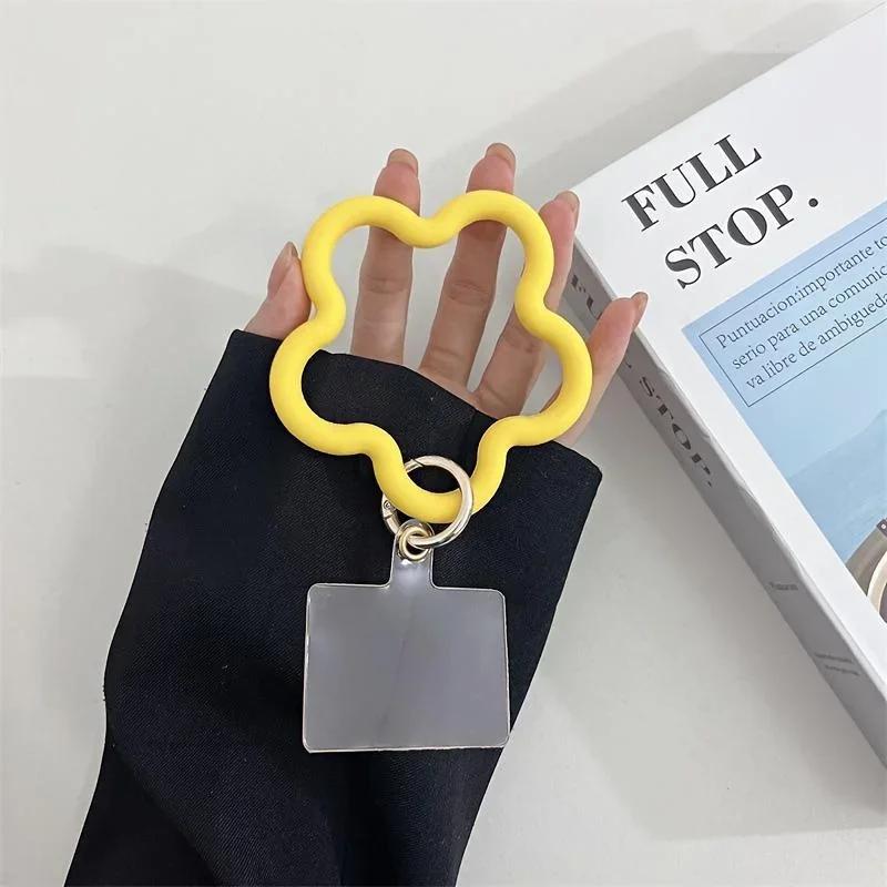

Silicone Flower Pattern Bracelet Mobile Phone Lanyard Anti-fall Anti-lost Universal Cell Phone Wrist Strap Phone Accessories Nylon / Spandex жёлтый