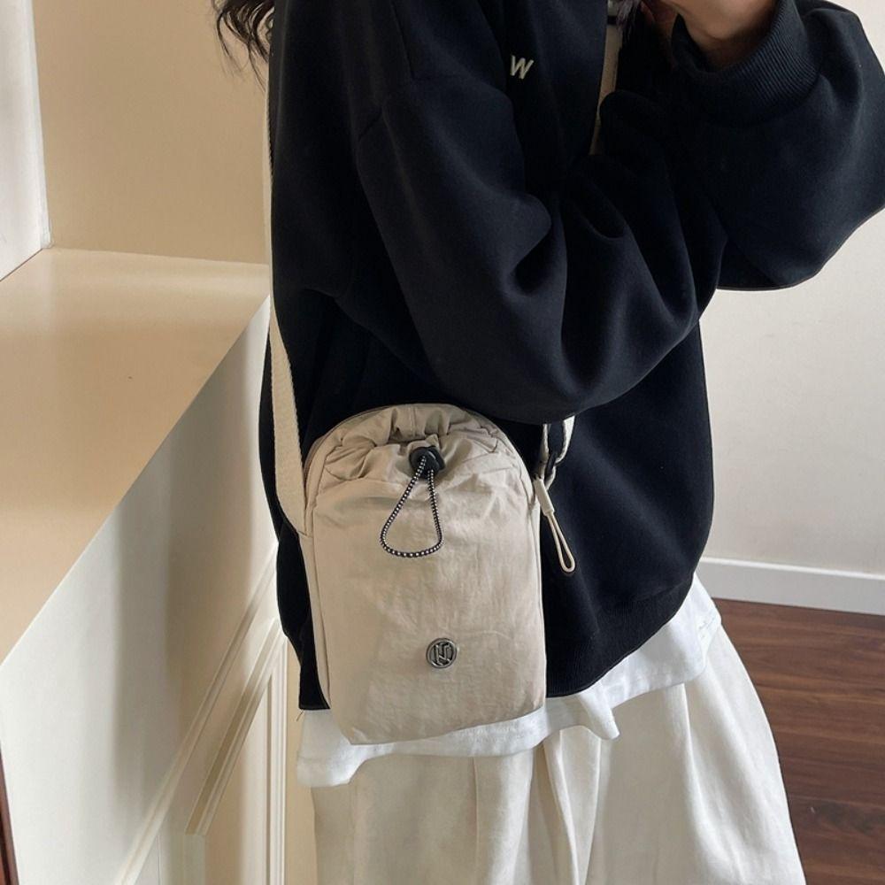 Nylon Rope Nylon Shoulder Bag Solid Color Water Bottle Pouch Drawstring Crossbody Bag  Daily