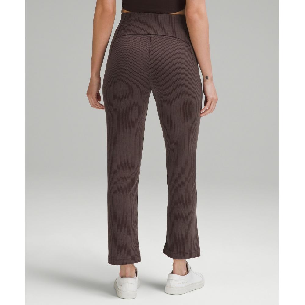 Lululemon Calça Cropped de Cintura Alta com Zíper na Barra Softstreme Canelada 25 Espresso