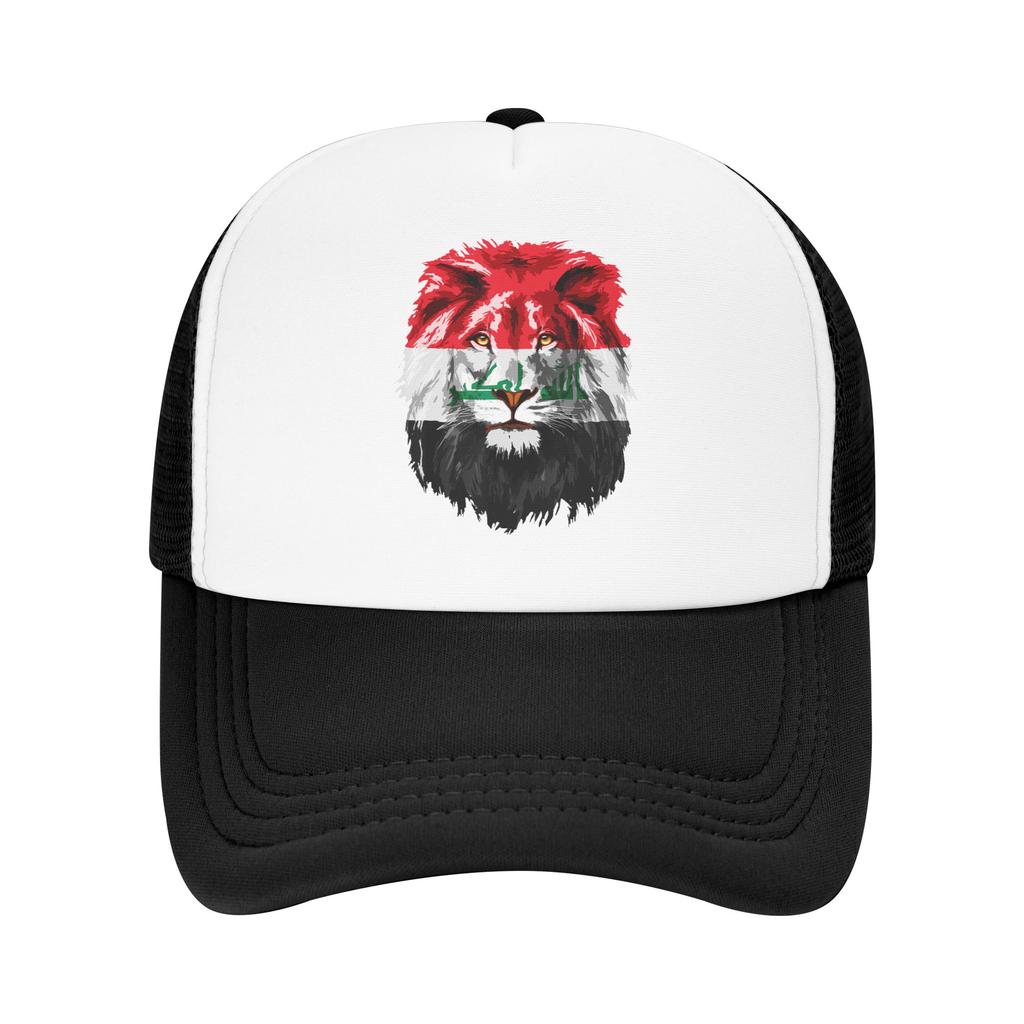 Iraqi Flag Iraq Pride Lion Face Iraq Flag Mesh Baseball Caps Unisex Women Outdoor Sun Hat  Dad Hat Breathable Summer Trucker Hats