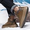Fashion Mens Winter New Fashion Leather Shoes High Quality Non-Slip Heels Men's Work Shoes Outdoor Thick Bottom Warm Mens Sneakers