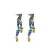 Silver Needle Zircon Oval Fringed Earrings Light Luxury High-end Stud Earrings European and American Personality Trend Exquisite Earrings