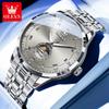 OLEVS 7063 Moon Phase Automatic Mechanical Men's Watches Stainless Steel 30M Waterproof Luminous Watch Original Luxury Man Watch