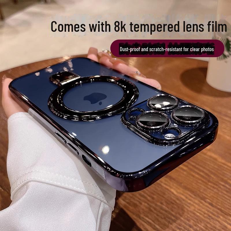 Magnetic Fulcrum Bracket for iPhone 16 Pro Max: Clear, Drop-resistant, Electroplated Protection