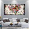 Living Room Decoration Pictures For Home Cuadros Abstract Oil Painting On Canvas Colorful Heart Flowers Poster Wall Art For