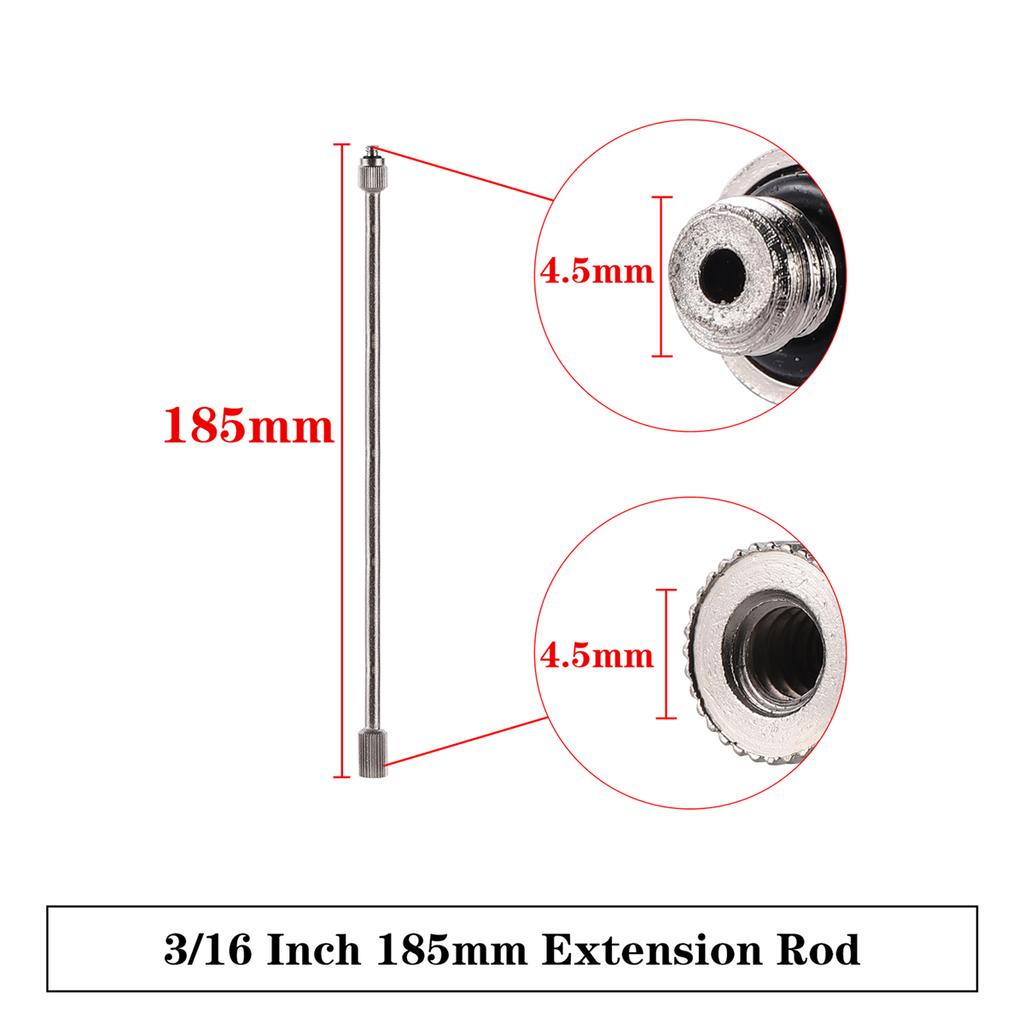 Brass Nickel Plated Misting Nozzle and 51/98/146/185cm Extension Rod 3/16"Threaded Stainless Steel Pole 360° Universal Connector