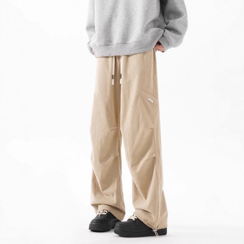 Men's Retro Wide-Leg Cargo Pants - Trendy, Loose, Straight-Leg Design for Spring/Autumn 2025