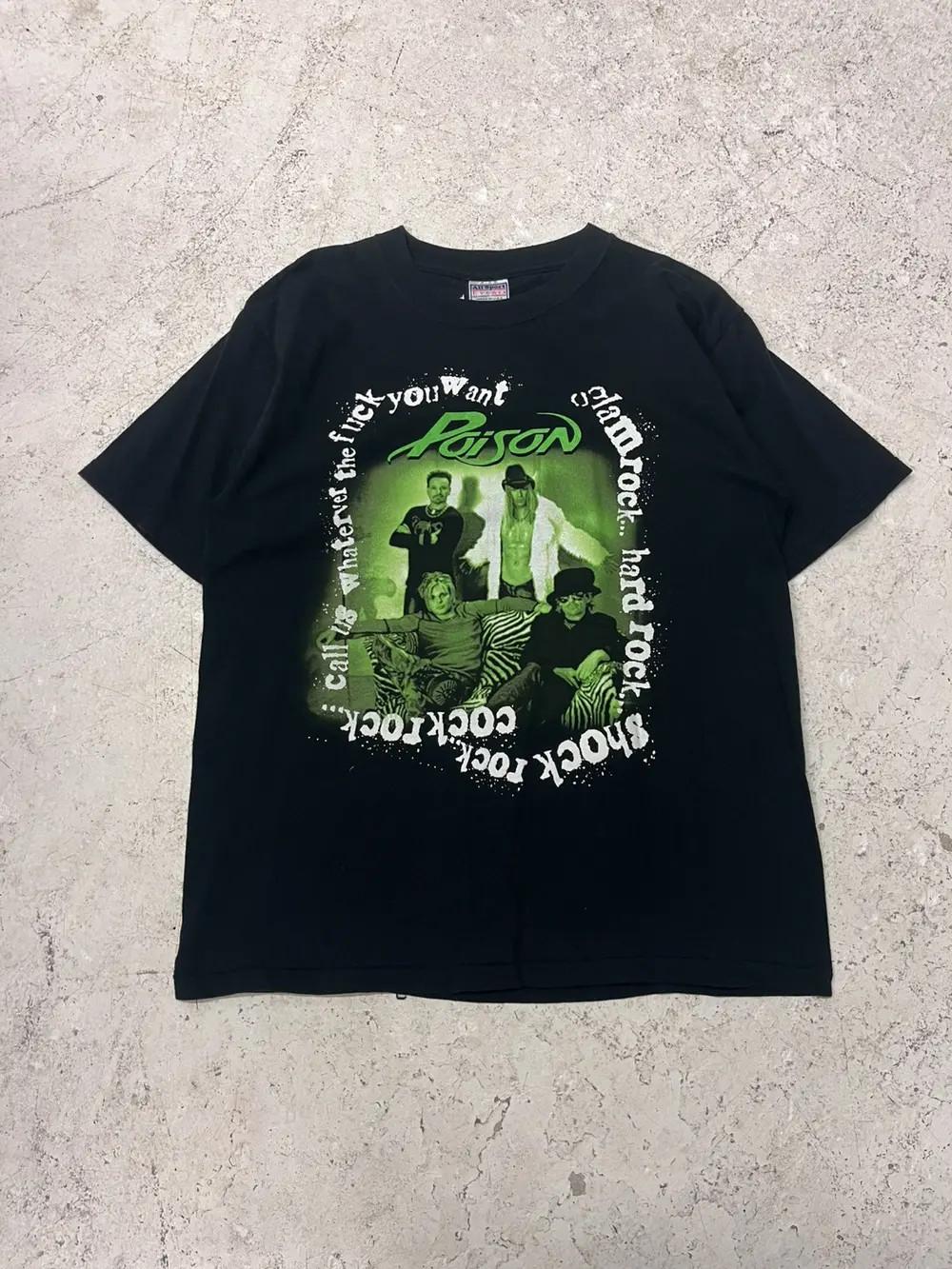 Poison Band T-Shirt Vintage Black Rare 80s Glam Rock Hair Metal Tee S-5XL S