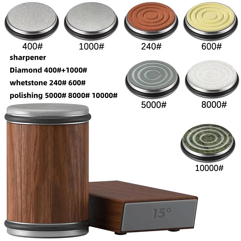 Nová válcová bruska na nože Oboustranný diamantový brusný kámen 15_20° stupňů Magnetický úhel Válcové ostření pro kuchyni