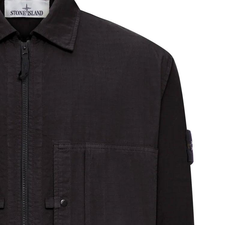 STONE ISLAND Solid Color Pocket Zip Long Sleeve Shirt Men Shirts L1S151200005S0298V0029