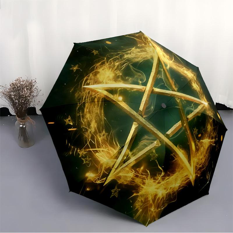 1pc Star Magic Automatic Open/Close Umbrella, Windproof, Folding Compact Umbrella with Lightweight Design for Women/Men069