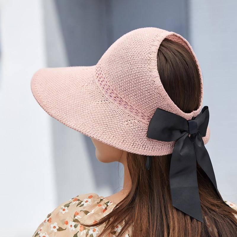 New Style Butterfly Bow Wide Brim Sun Hat For Women Cute Outdoor Mesh Sunshade Hat