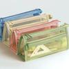 Large Capacity Pencil Case Transparent Mesh Stationery Bag Morandi Grid Pencil Pouch  Exam Specific