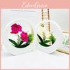 Flower Simulated Phalaenopsis Potted Moon Shaped Decorative Wall Pendant