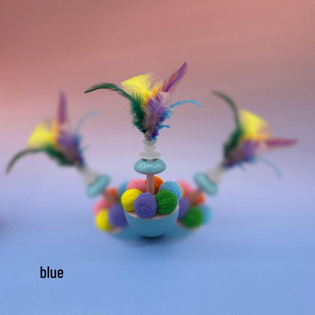 Self-Amusement Cat Toy: Feather Ball, Roly-Poly, Scratch & Bite Resistant, Teaser Stick for Kittens