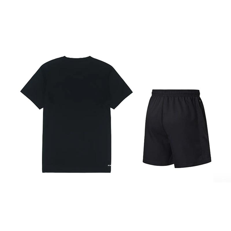 Li Ning Logo Round Neck Short Sleeve T-Shirt Solid Color Quick-Dry Comfortable Shorts Casual Sports Set Unisex Sets YATV115-2