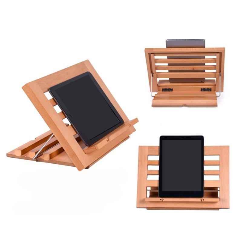Support de lecture pliable en bois peu encombrant avec clip pour page, angles réglables, support pour manuel, partitions de musique, livre de cuisine