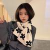 Fresh Hyuna Small Flower Double Sided Knitted Scarf for Women Winter Korean Version Versatile Ins Student Warm Woolen Scarf