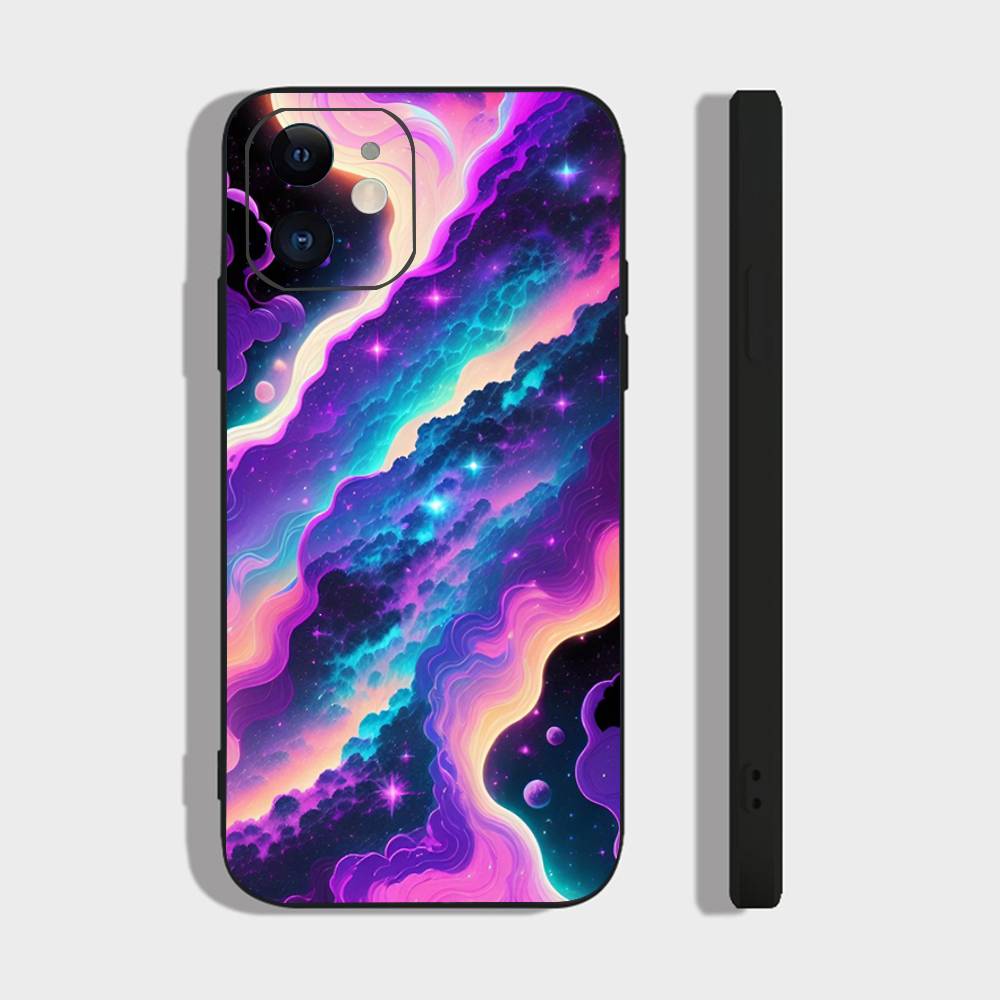 Colorful Starry Sky Galaxy Phone Case For IPhone 17 Air 16 15 14 13 Pro Max 11 12 Black Silicone Cover