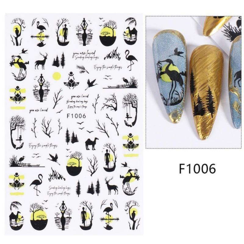 

3D винтажные наклейки для ногтей с розами, акварельные цветочные растения, подвески для ногтей в виде бабочек, украшения для французского маникюра, мраморные наклейки LEBF1013