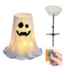 Decoração de Halloween Yousheng com Luz LED de 8 Modos com Controle Remoto, Tigela de Doces Fantasma com Suporte de Tripé, Porta-Doces Fantasma Fofo para a Frente
